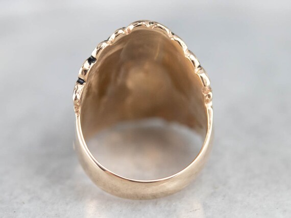 14K Yellow Gold Native American Chief Ring, Size 8 - image 5