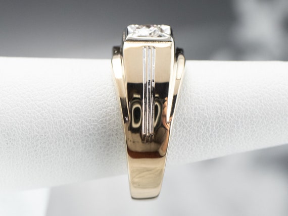 Vintage Diamond Gold Men's Ring, Men's Engagement… - image 9