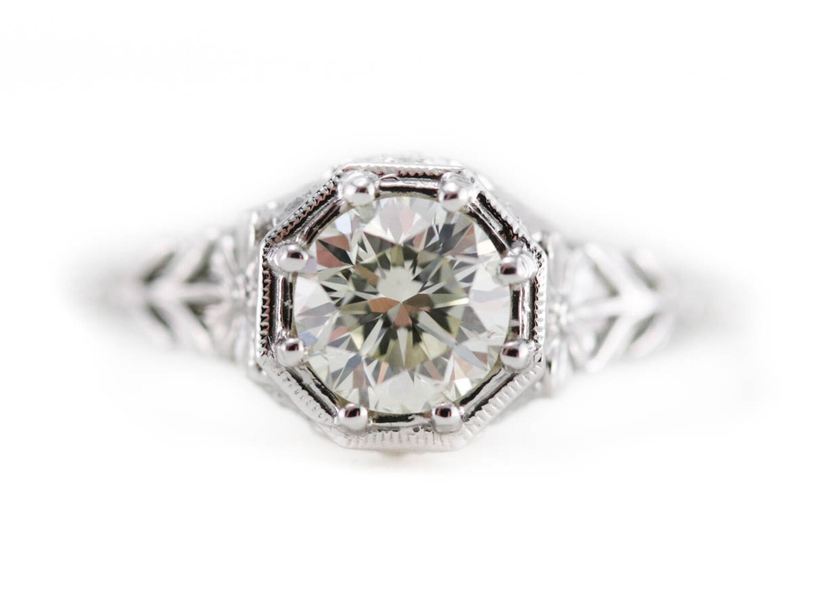 The Greenleaf Diamond Floral Engagement Ring by Elizabeth Etsy