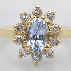 Yellow Gold Blue Sapphire Diamond Halo Engagement Ring, Yellow Gold Sapphire Ring, Diamond Halo Ring, Sapphire and Diamond Ring, Ring A26228