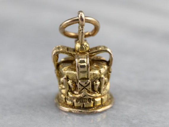 Vintage 9Ct Gold Crown Charm, Royalty Pendant