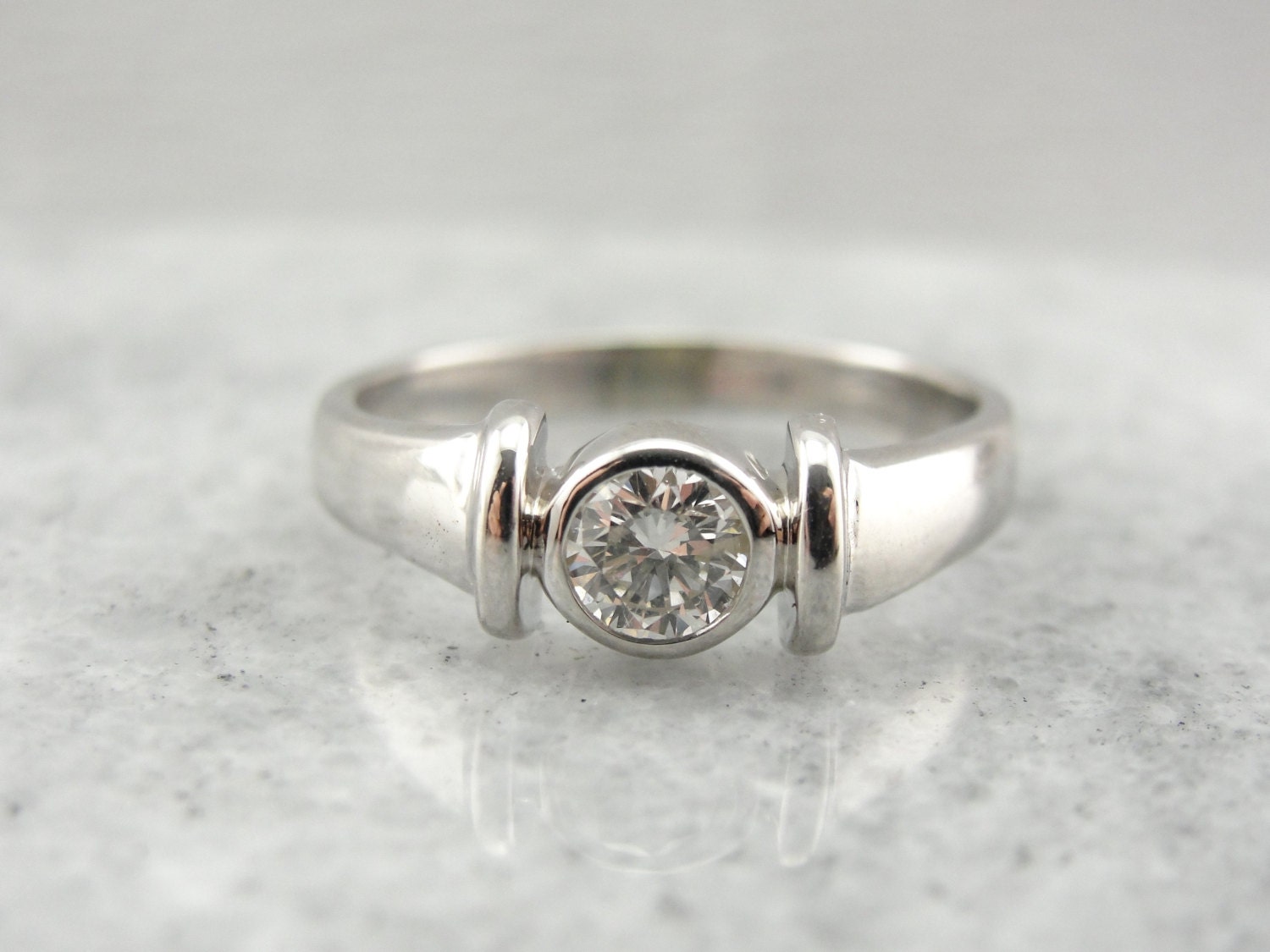 Bezel Set Diamond Engagement Ring 25AC19D Etsy