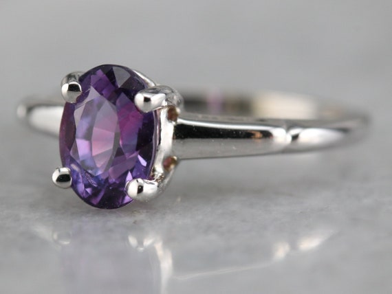 Purple Sapphire Solitaire Ring, Sapphire Engageme… - image 3
