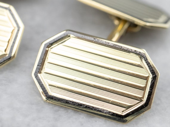 Vintage Black Enamel Gold Cufflinks, Men's Jewelr… - image 9