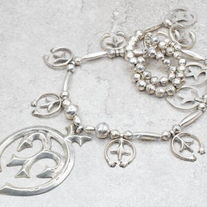 Amazing Southwestern Modern Sterling Silver Squash Blossom Necklace, Southwest Style Necklace, Statement Necklace, Sterling Jewelry A52385