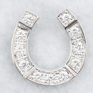 Diamond Horseshoe Slide Pendant, White Gold Diamond Pendant, Layering Necklace, Neck Mess, Lucky Charm, Bridal Jewelry A59256