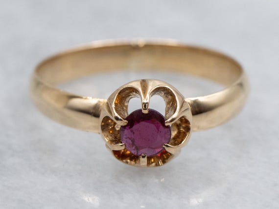 Buttercup-Set Ruby and Gold Solitaire Ring - image 1