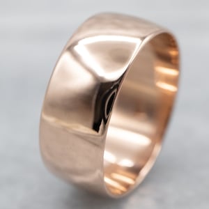 Antique Rose Gold Wedding Band, Plain Gold Band, Unisex Wedding Band, Stacking Band, Wide Gold Band, Rose Gold Jewelry A13397