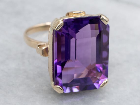 Beautiful Emerald-Cut Amethyst Statement Ring - image 2
