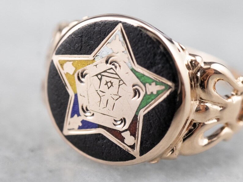 Antique Eastern Star Ring Enameled Ring Order of the Etsy