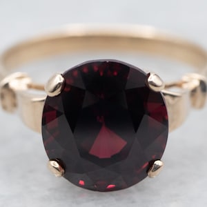 Anello solitario in oro giallo 14 carati con granato, misura 7,25