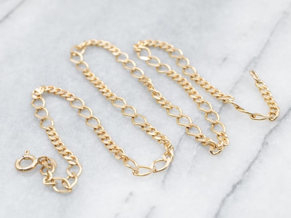 Yellow Gold Curb Chain with Elongated Links and S… - image 1