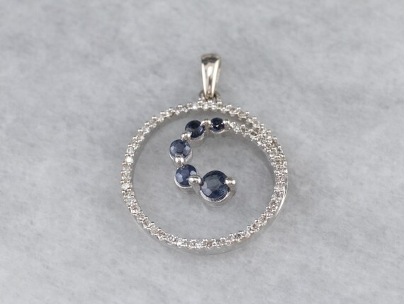 Sapphire and Diamond Spiral Pendant, Sapphire Lay… - image 2