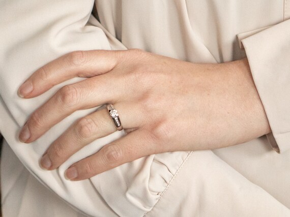 Platinum Diamond Engagement Ring with Diamond Acc… - image 4