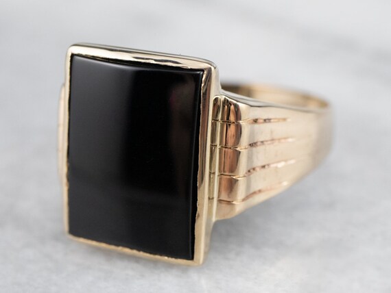 Classic Vintage Black Onyx Statement Ring, Men's … - image 3