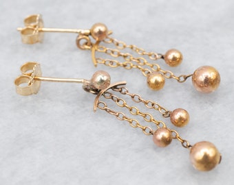 Gold Dangle Drop Ball Earrings, Yellow Gold Drop Earrings, Gold Jewelry, Jewelry Basics, Birthday Gift, A23773