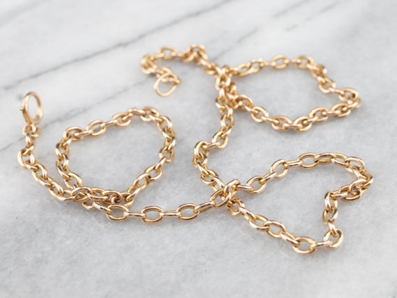 Vintage Oval Link Chain, 14K Yellow Gold Chain, L… - image 2