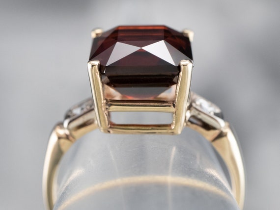 Vintage Garnet and Diamond Ring, Retro Era Garnet… - image 8