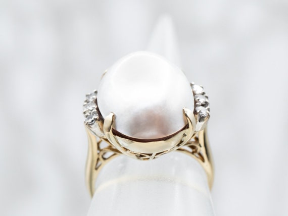 Vintage Mabe Pearl Cocktail Ring, Mabe Pearl Diam… - image 4