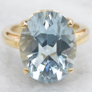 Nigerian Aquamarine With Unusual Faceting In A Gold Cocktail Ring
