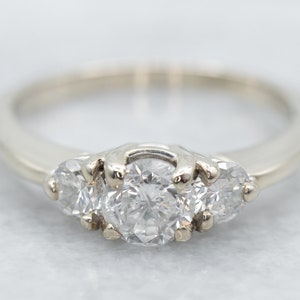 Three Stone Diamond Engagement Ring, 14K White Gold Diamond Ring, Diamond Anniversary Ring, Round Brilliant Diamond A24433