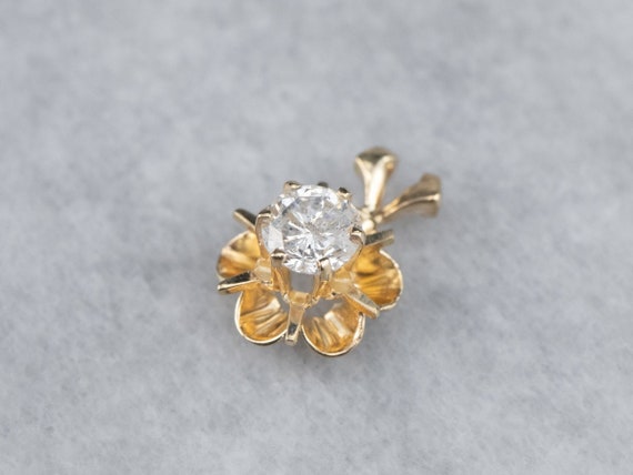 Buttercup Diamond Pendant, Layering Pendant, Soli… - image 1