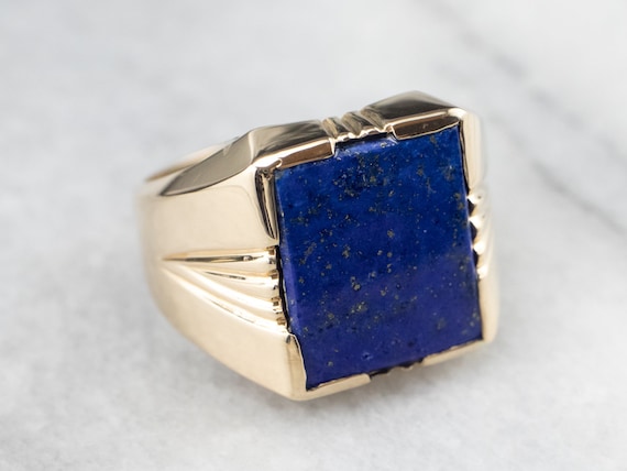 Men's Vintage Lapis Ring, Mid Century Lapis Ring,… - image 2