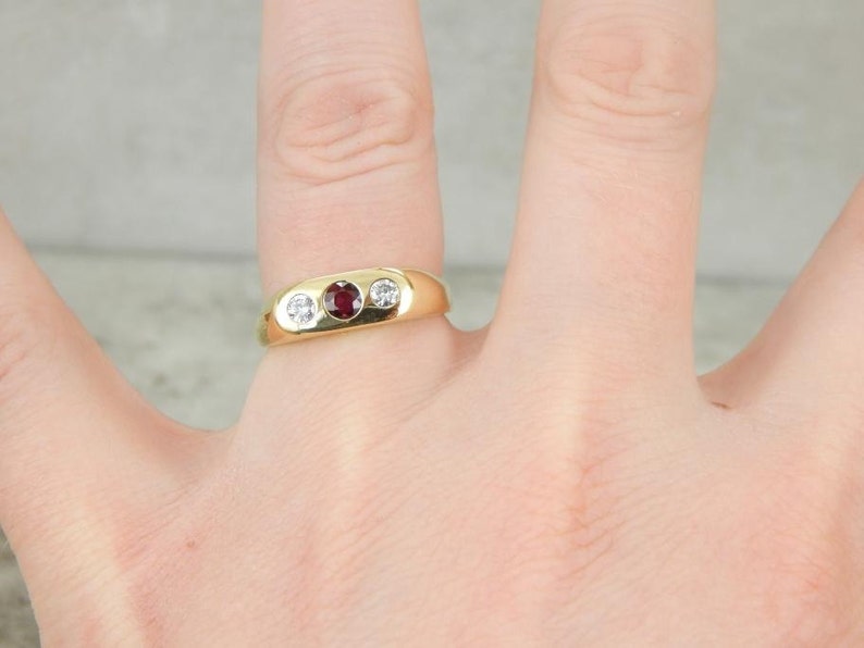 Ruby Diamond And 18k Gold Flush Set Unisex Ring KCH7CK-D image 4