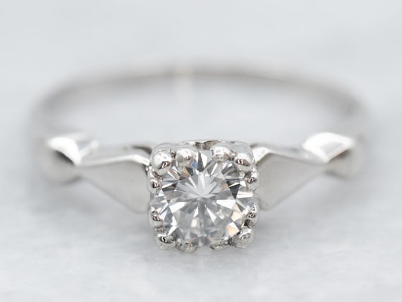 Platinum Diamond Solitaire Ring, Diamond Engageme… - image 1