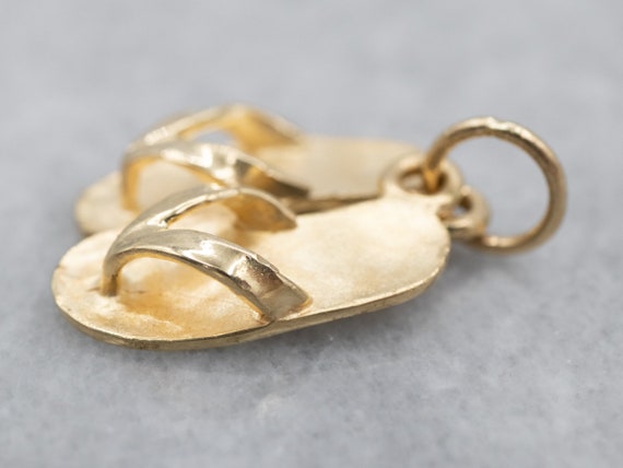 Polished Gold Flip Flop Charm, Gold Shoe Charm, 1… - image 4