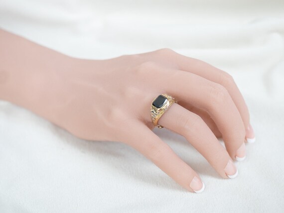 18K Two Toned Gold Hematite Ring, Vintage Hematit… - image 10