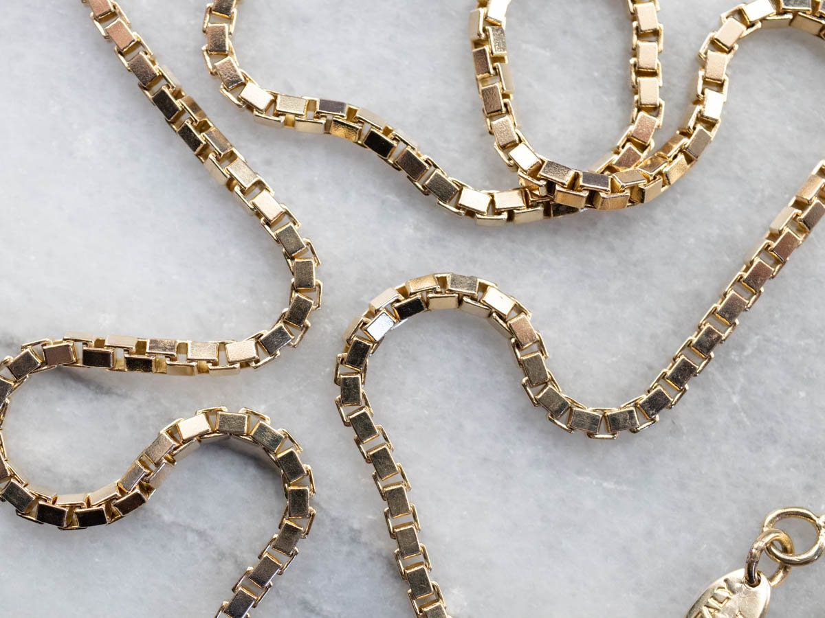Vintage Italian Gold Box Chain, 14K 
