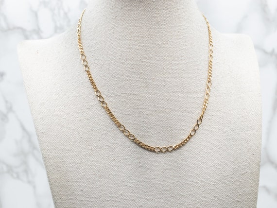 Yellow Gold Curb Chain with Elongated Links and S… - image 3
