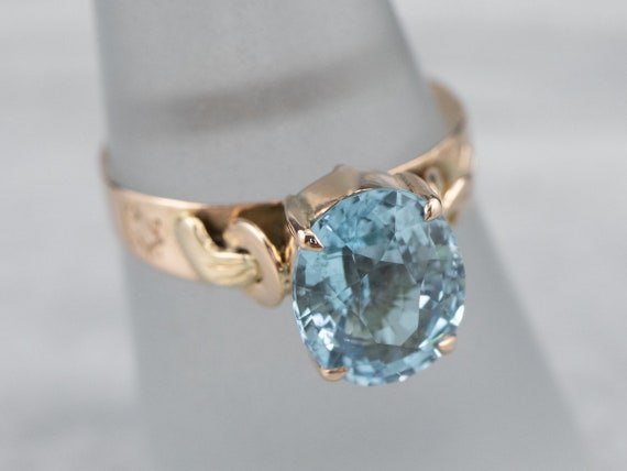 Victorian Blue Topaz Ring, Antique Rose Gold Topa… - image 7