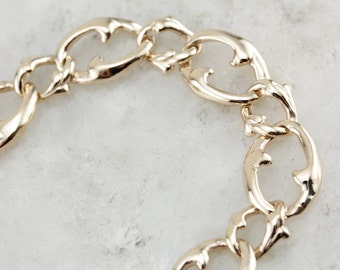 Serious Gold Statement: Vintage, Substantial Gold Decorative Link Bracelet  V2Q5LR-R