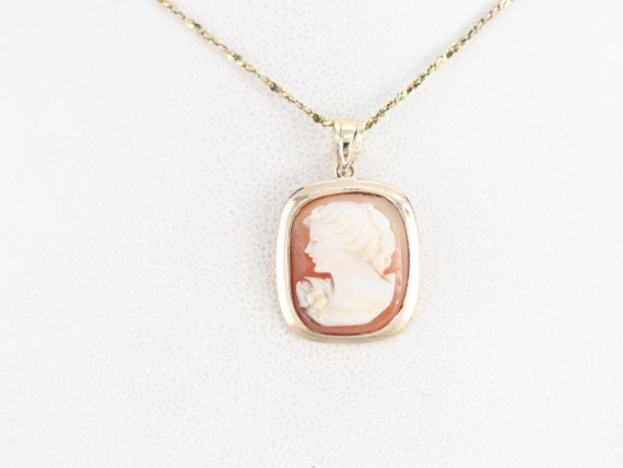 Vintage Cameo Pendant, Yellow Gold Cameo Pendant,… - image 7