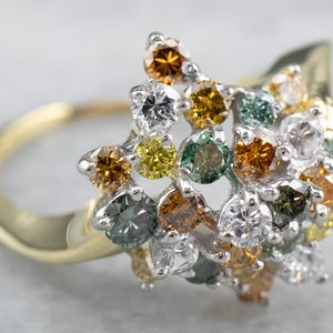 Colorful Diamond Cluster Ring, Modern Diamond Cocktail Ring, Multi Gemstone Ring, Diamond Anniversary, Gemstone Statement Ring Z8PU4093