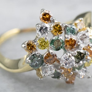 Colorful Diamond Cluster Ring, Modern Diamond Cocktail Ring, Multi Gemstone Ring, Diamond Anniversary, Gemstone Statement Ring Z8PU4093 image 1