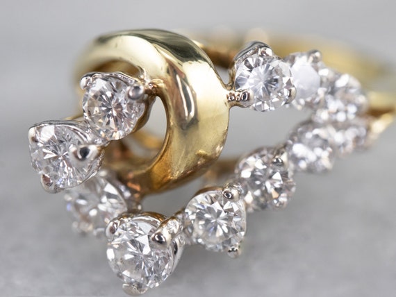 14K Gold Diamond Statement Ring, Asymmetrical Coc… - image 6