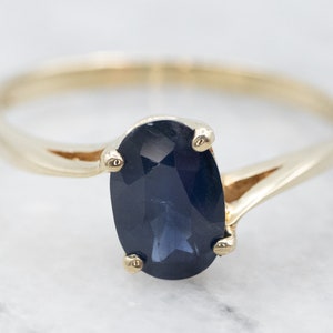 Sapphire Solitaire Ring, Sapphire Engagement Ring, September Birthstone, Yellow Gold and Sapphire, Gifts for Her, Sapphire Bypass A20775