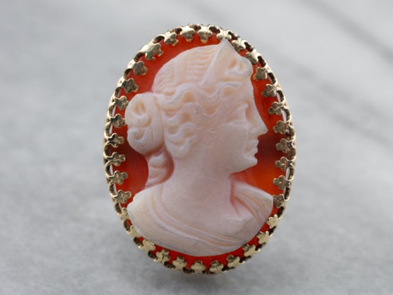 Large Sardonyx Cameo Cocktail Ring, Vintage Cameo… - image 2