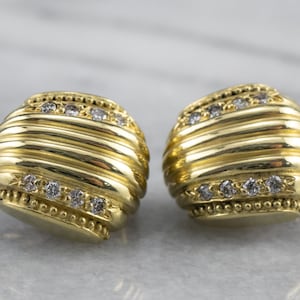 Diamond 18K Gold Earrings, Stud Earrings, Vintage Gold Earrings, Statement Earrings, Anniversary Gift, Gift for Her, T84W2780