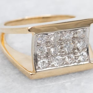 Modern Gold Diamond Statement Ring, Yellow Gold Cocktail Ring, Diamond Jewelry, Right Hand Ring, Anniversary Gift A51653