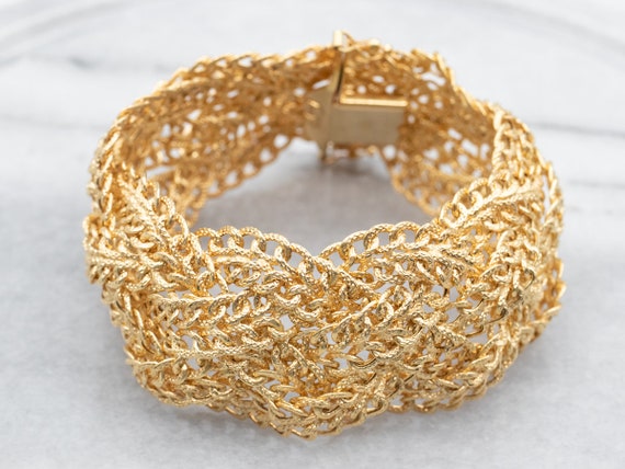 Woven Italian 14K Gold Bracelet, Braided Gold Bra… - image 2