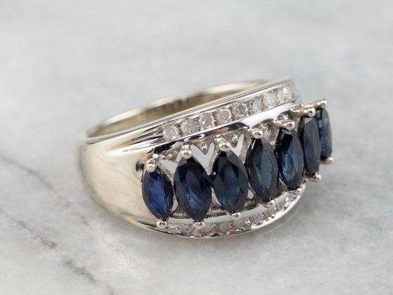 Marquise Sapphire and Diamond Band, Color Stone S… - image 2