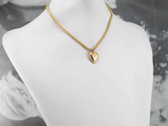 Vintage Sweetheart Necklace, Yellow Gold Heart Pe… - image 10