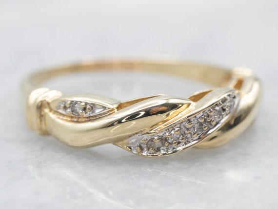 Yellow Gold Diamond Twist Band, Yellow Gold Band,… - image 2