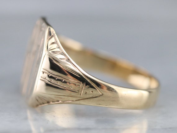 Art Deco "GFB" Signet Ring, Yellow Gold Signet Ri… - image 4