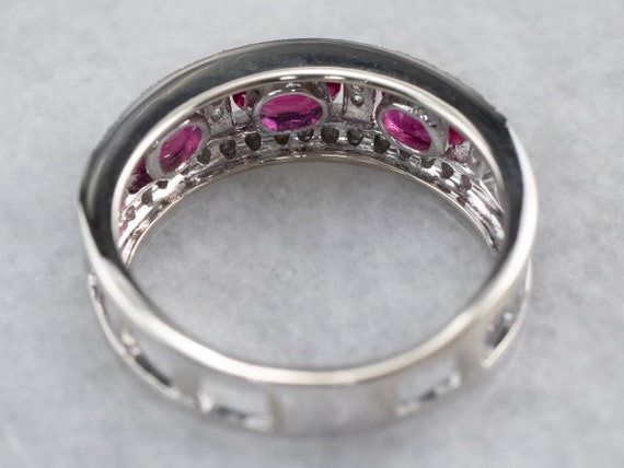 14K White Gold Ruby Diamond Band, Anniversary Ring - image 5