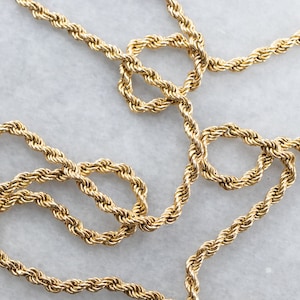 18K Yellow Gold Rope Chain, Unisex Pendant Necklace, 18 Inch